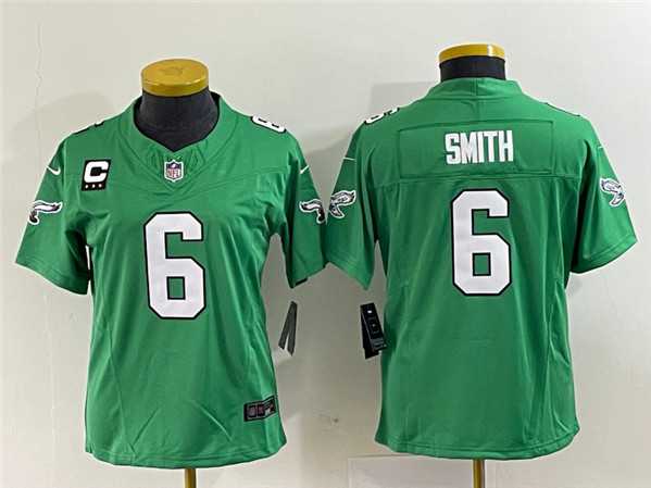 Womens Philadelphia Eagles #6 DeVonta Smith Green 2023 F.U.S.E. With C Patch Stitched Football Jersey(Run Small)